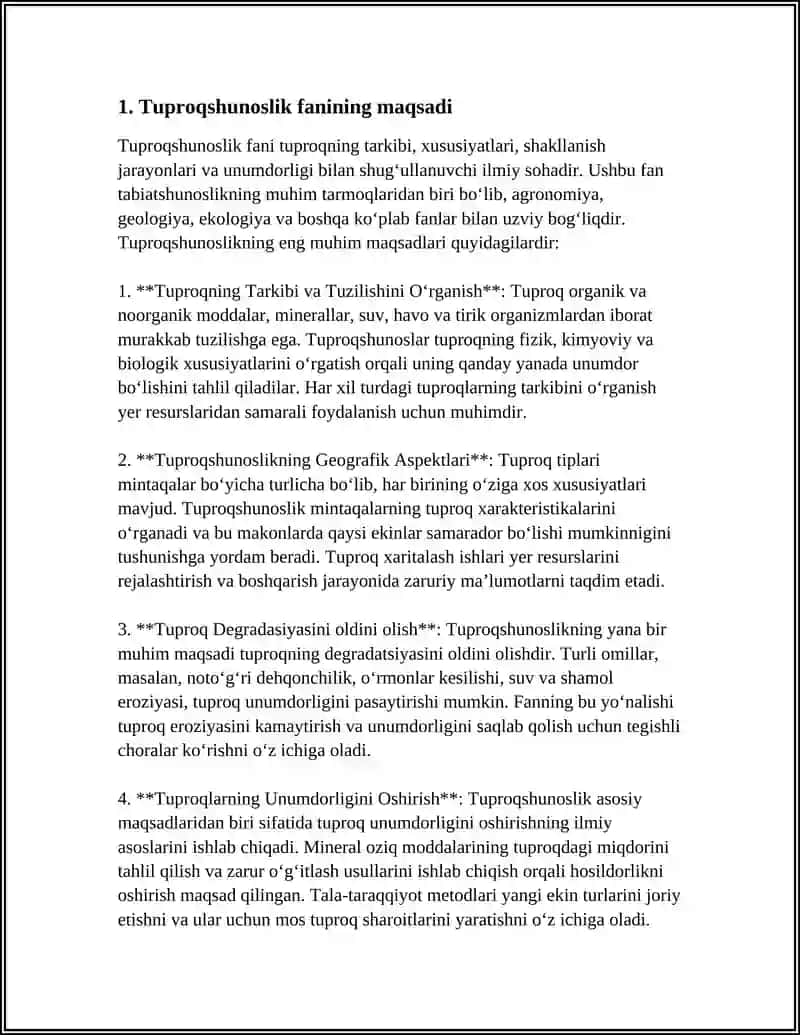 Tuproqshunoslik Fanining Maqsadi va Vazifasi 3