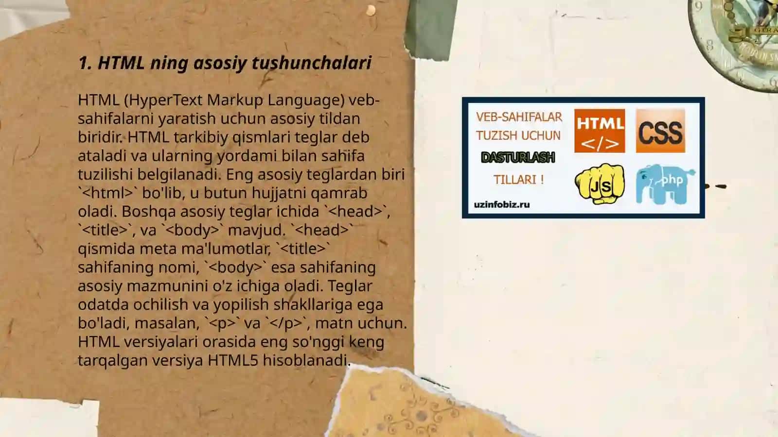 Web sahifa yaratish. HTML fayllar yaratish 3