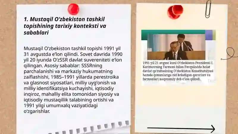 Mustaqil Oʻzbekiston tashkil topishining tarixiy konteksti va sabablari 3