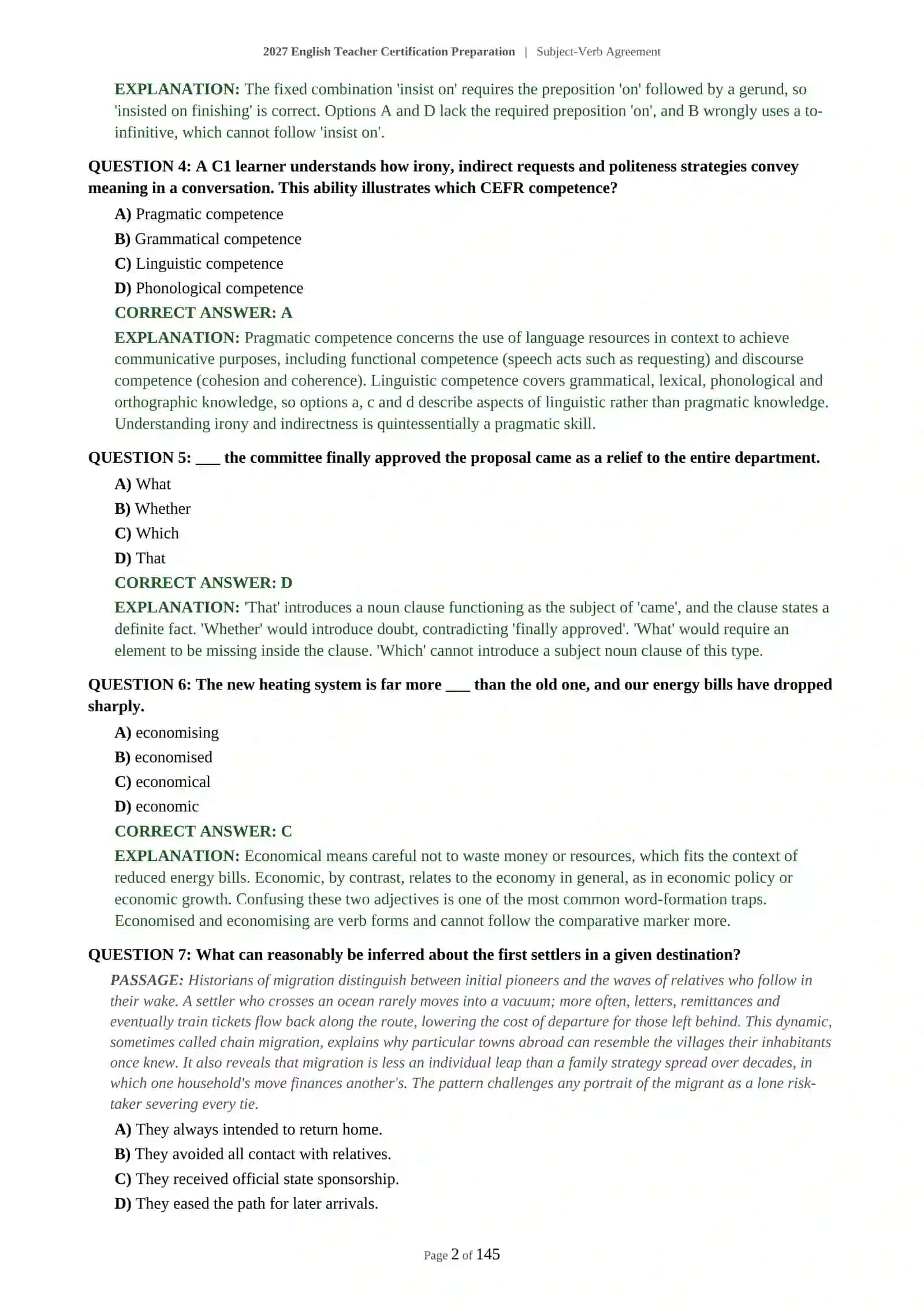 Subject-Verb Agreement Certification Preparation 3