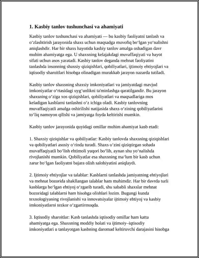 KASBIY TANLOVNING UMUMIY MASALALARI 3