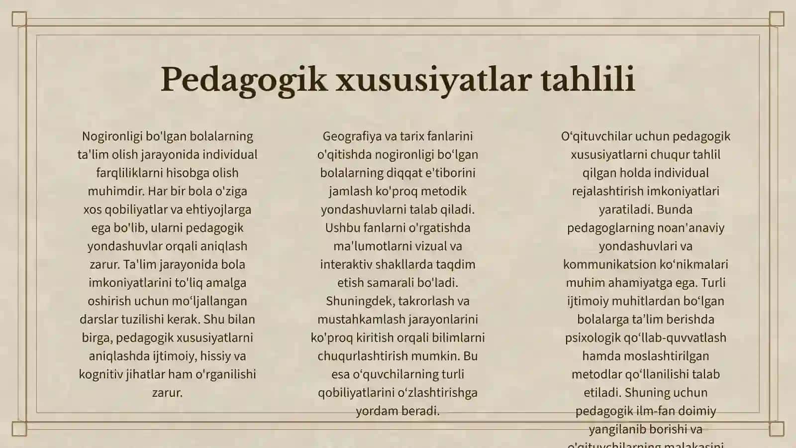 NOGIRONLIGI BOLGAN BOLALARGA TARIX VA GEOGRAFIYA FANLARINI OQITISHNING PEDAGOGIK ASOSLAR 3