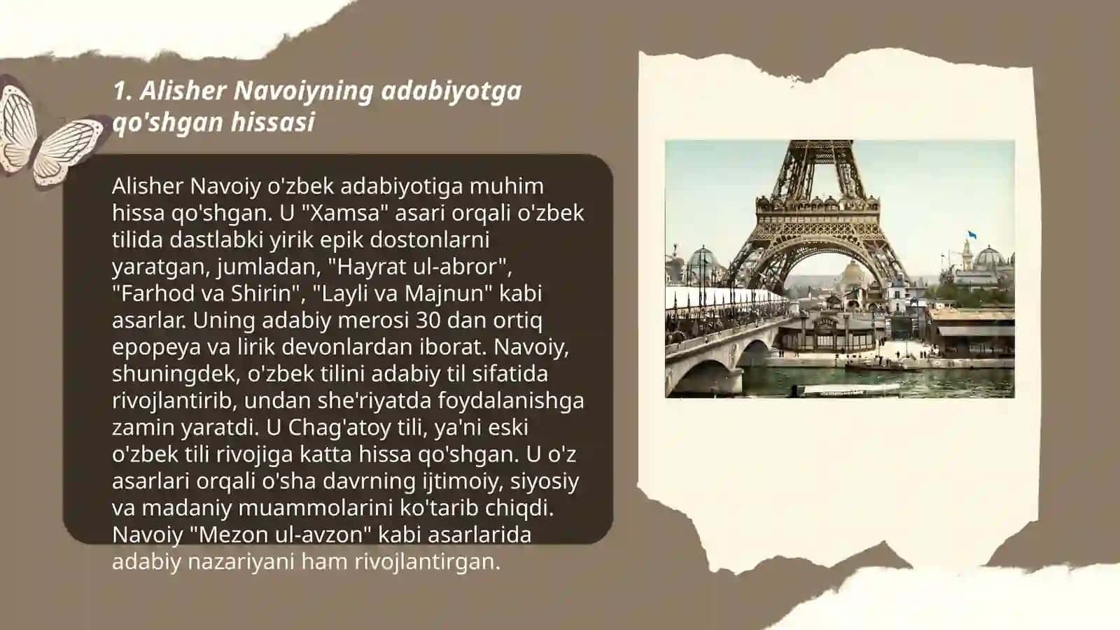 Reja: Alisher Navoiyning adabiyotga qo'shgan hissasi 3