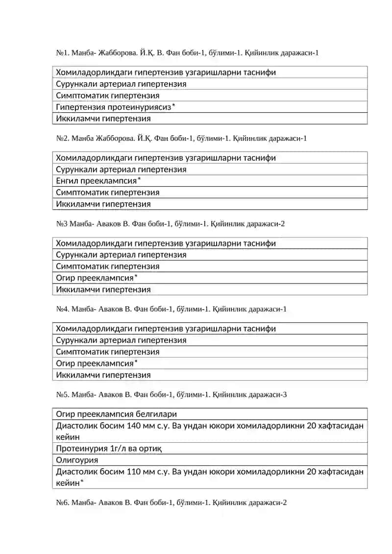 Акушерлик ва Гинекологияда ҳамширалик иши тестлари 3