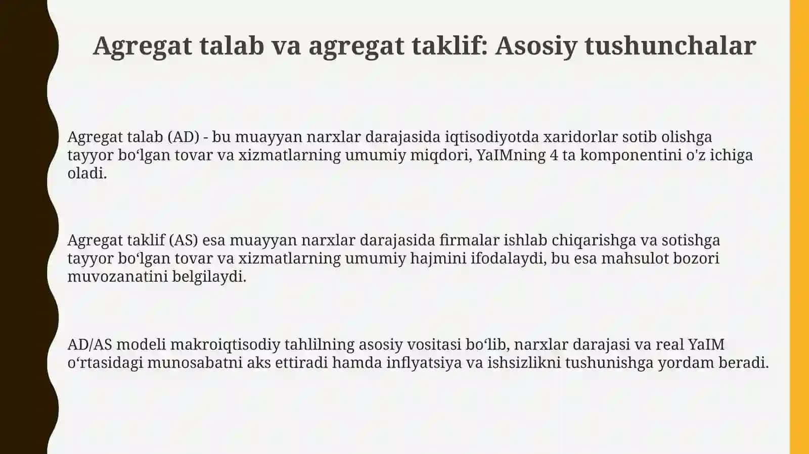 Agregat talab va agregat taklif: Asosiy tushunchalar 3