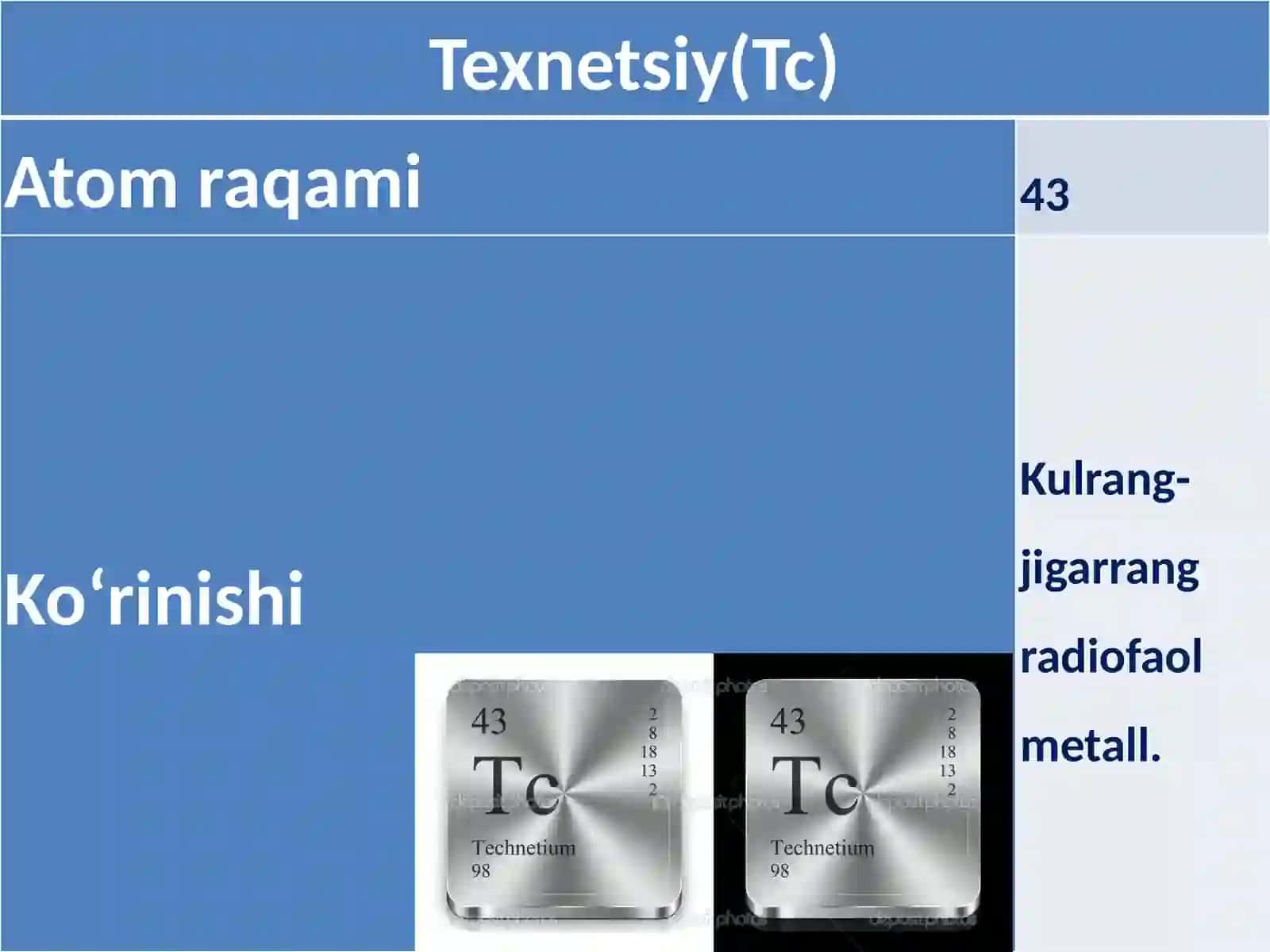 TEXNETSIY KIMYOVIY ELEMENTI 3