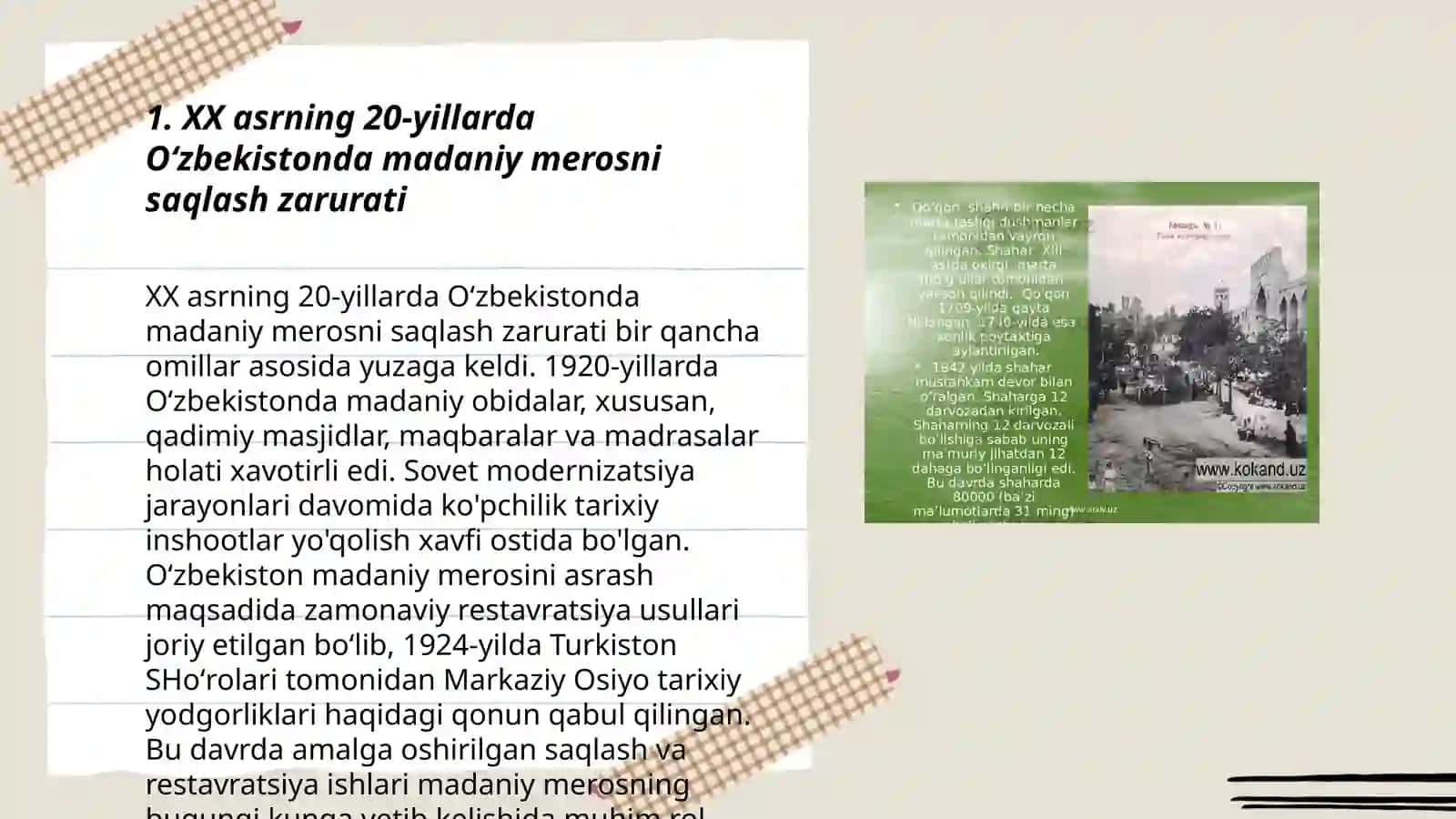 XX asrning 20- 30 yillarda Oʻzbekistonda davlat muzeylarining tashkil etlishi 3