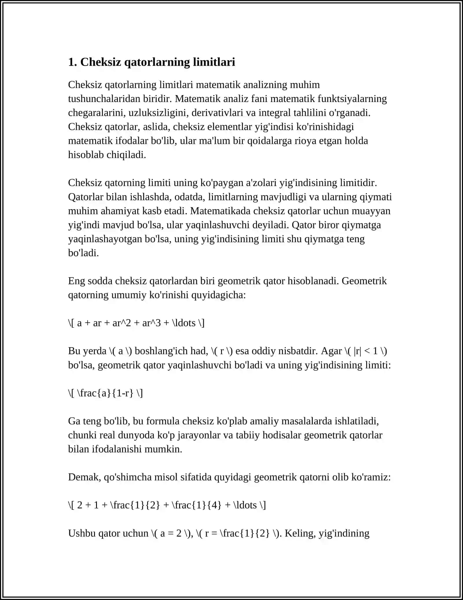 SONLAR KETMA KETLIGINING LIMITI 3
