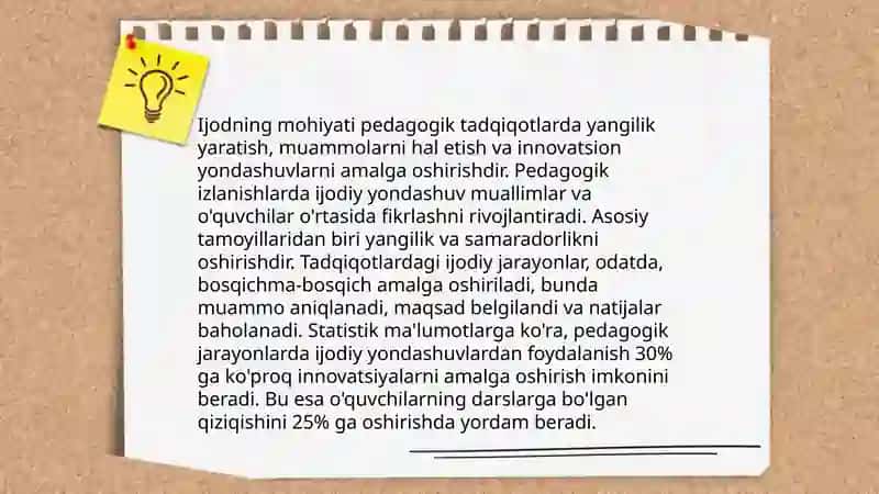 Pedagogik tadqiqotlarda ijodning namoyon bòlishi 3