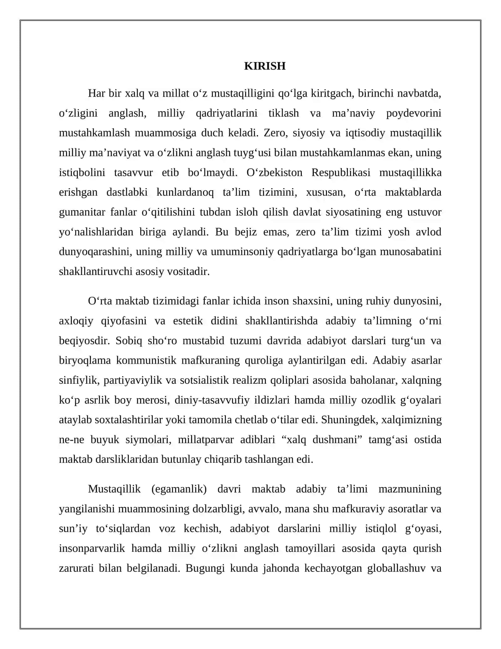 Egamanlik (mustaqillik) davrida o‘rta maktab adabiy ta’limi mazmunining yangilanish 3