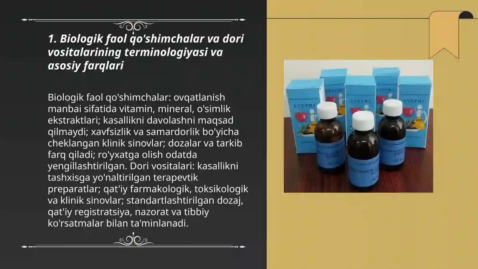 Biologik faol qo'shimchalar va dori vositalarining qiyosiy tahlili 3