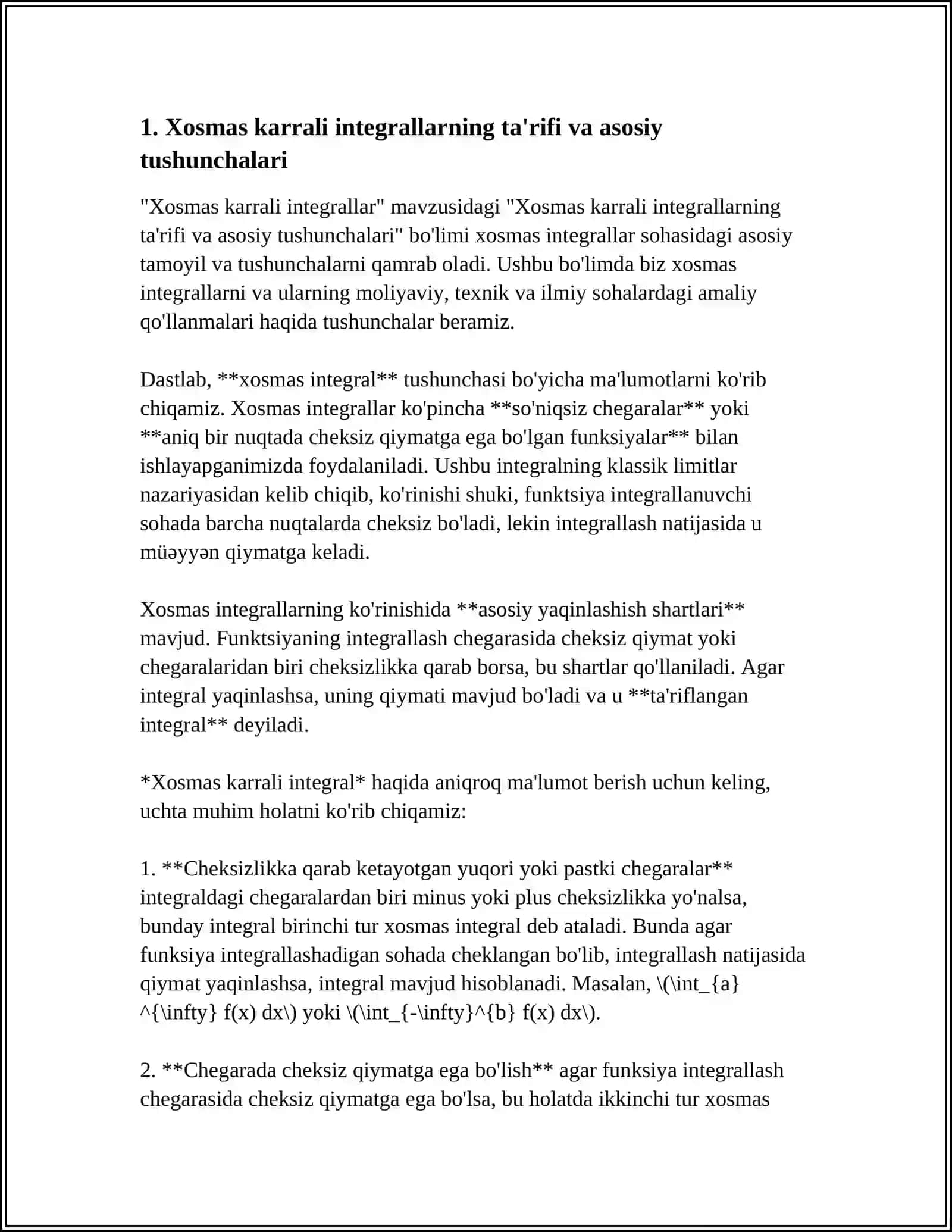 XOSMAS KARRALI INTEGRALLAR 3