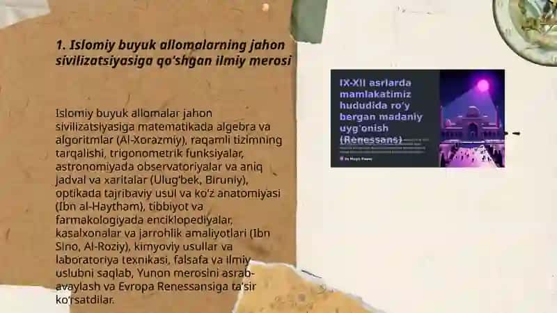 Islomiy buyuk allomalarning jahon sivilizatsiyasiga qoʻshgan ilmiy merosi 3