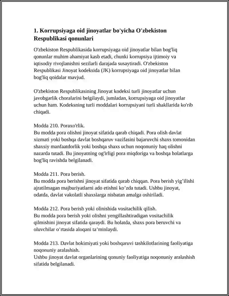 O'ZBEKISTON QONUNCHILIGIDA KORRUPSIYAGA OID JINOYATCHILIK UCHUN JAVOBGARLIK MASALALARI 3
