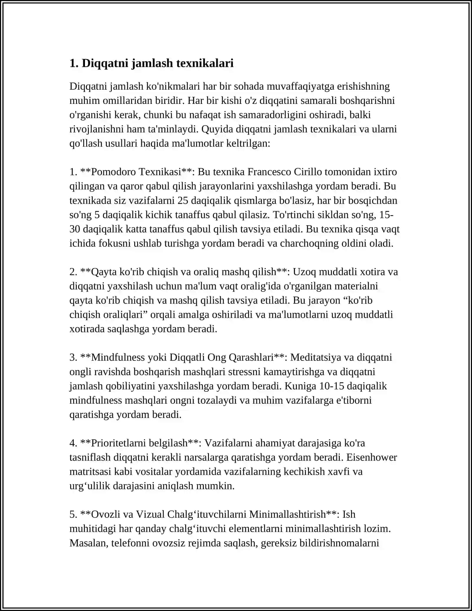 O'Z-O'ZINI FOKUSLASH EFFEKTI 3
