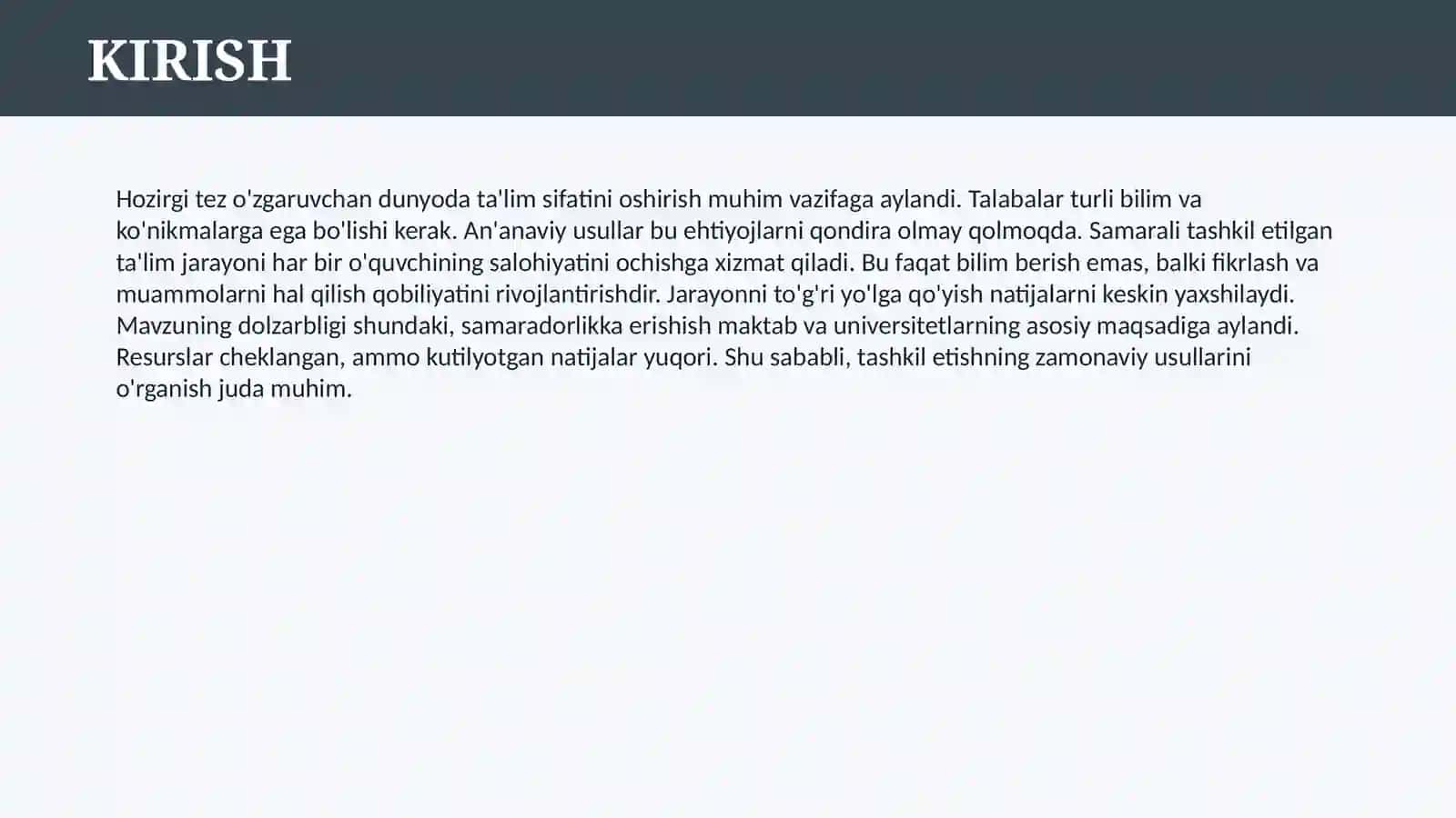 TA’LIM JARAYONINI SAMARALI TASHKIL ETISH YO`LLARI 3