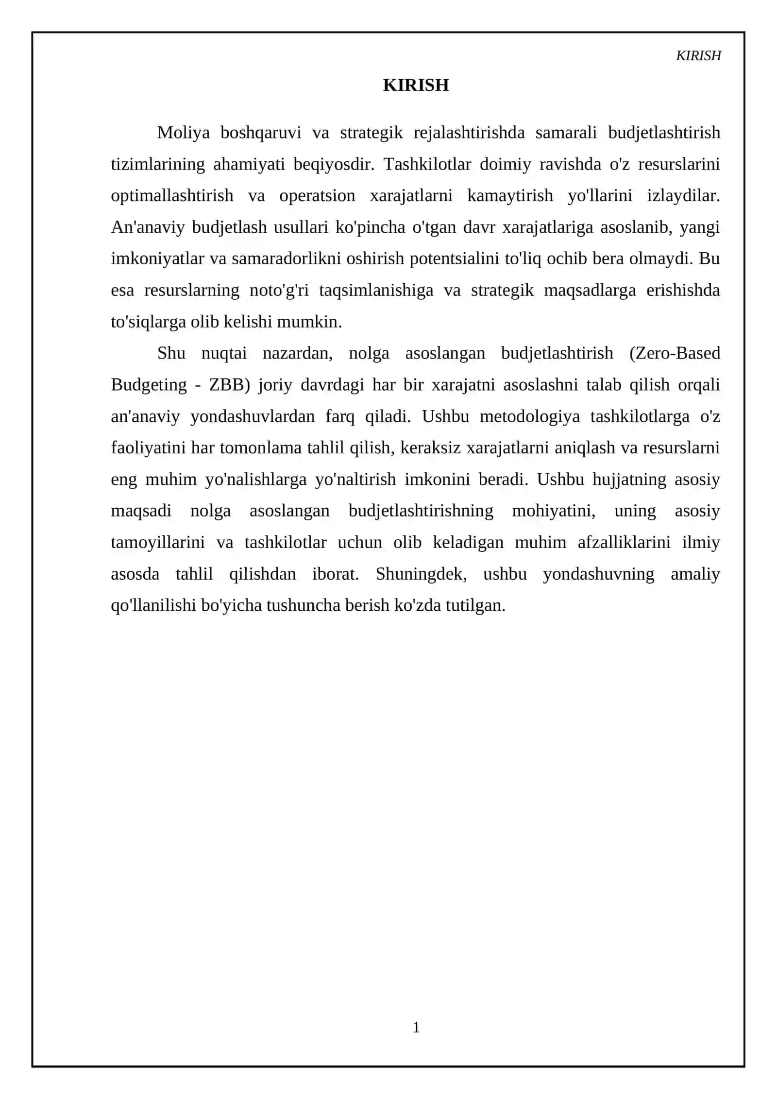 Nolga asoslangan budjetlashtirish (Zero-Based Budgeting) va uning afzalliklari 3