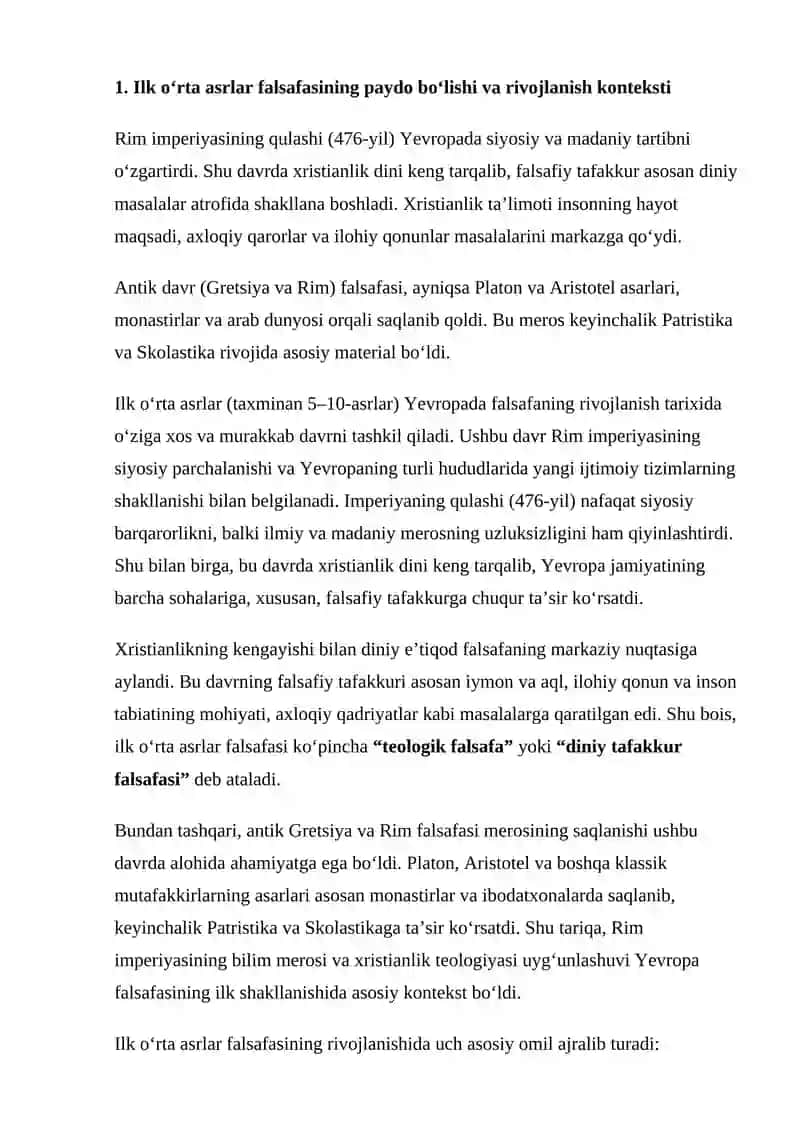Ilk O‘rta Asrlar Yevropa Falsafasi 3