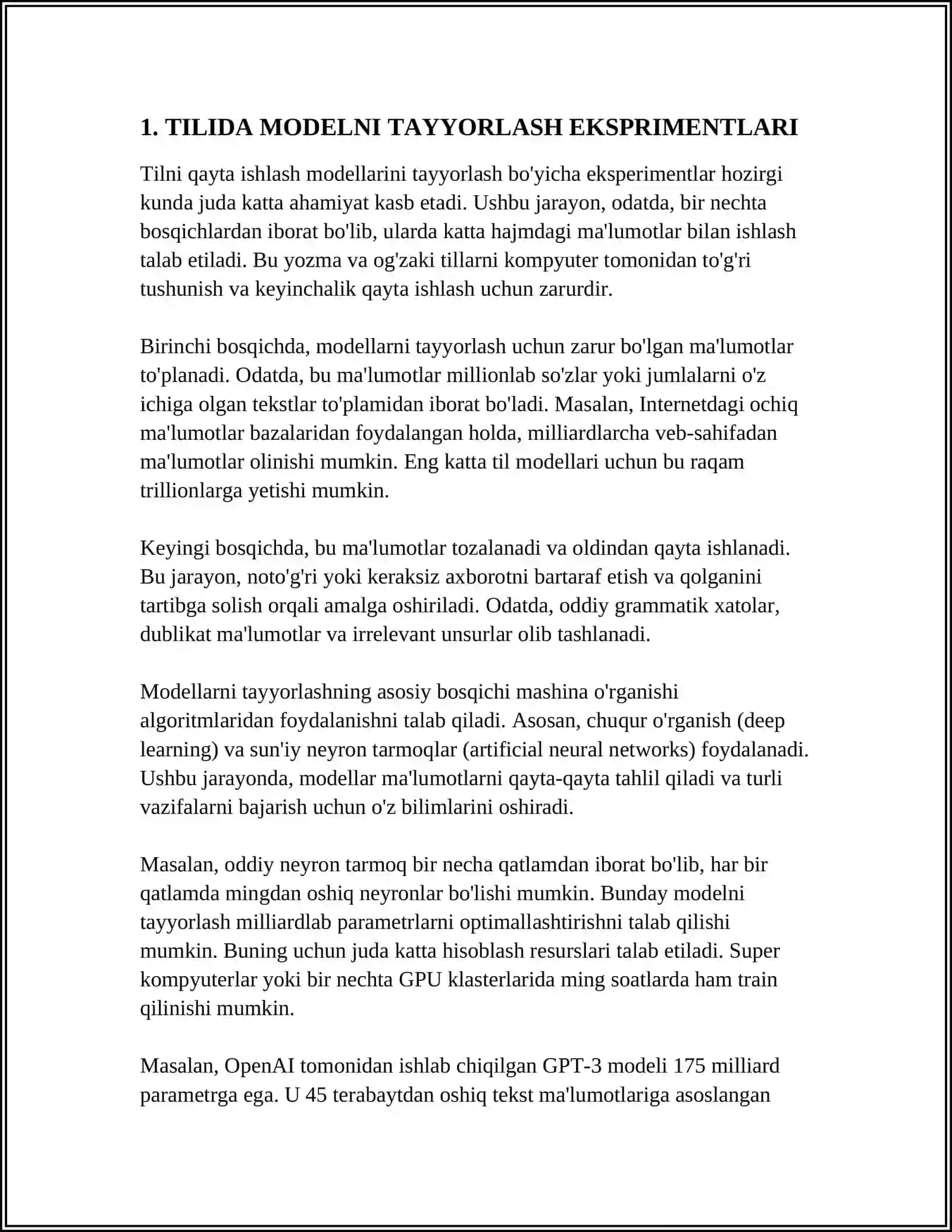 C# TILIDA MODELNI TAYYORLASH EKSPRIMENTLARI 3