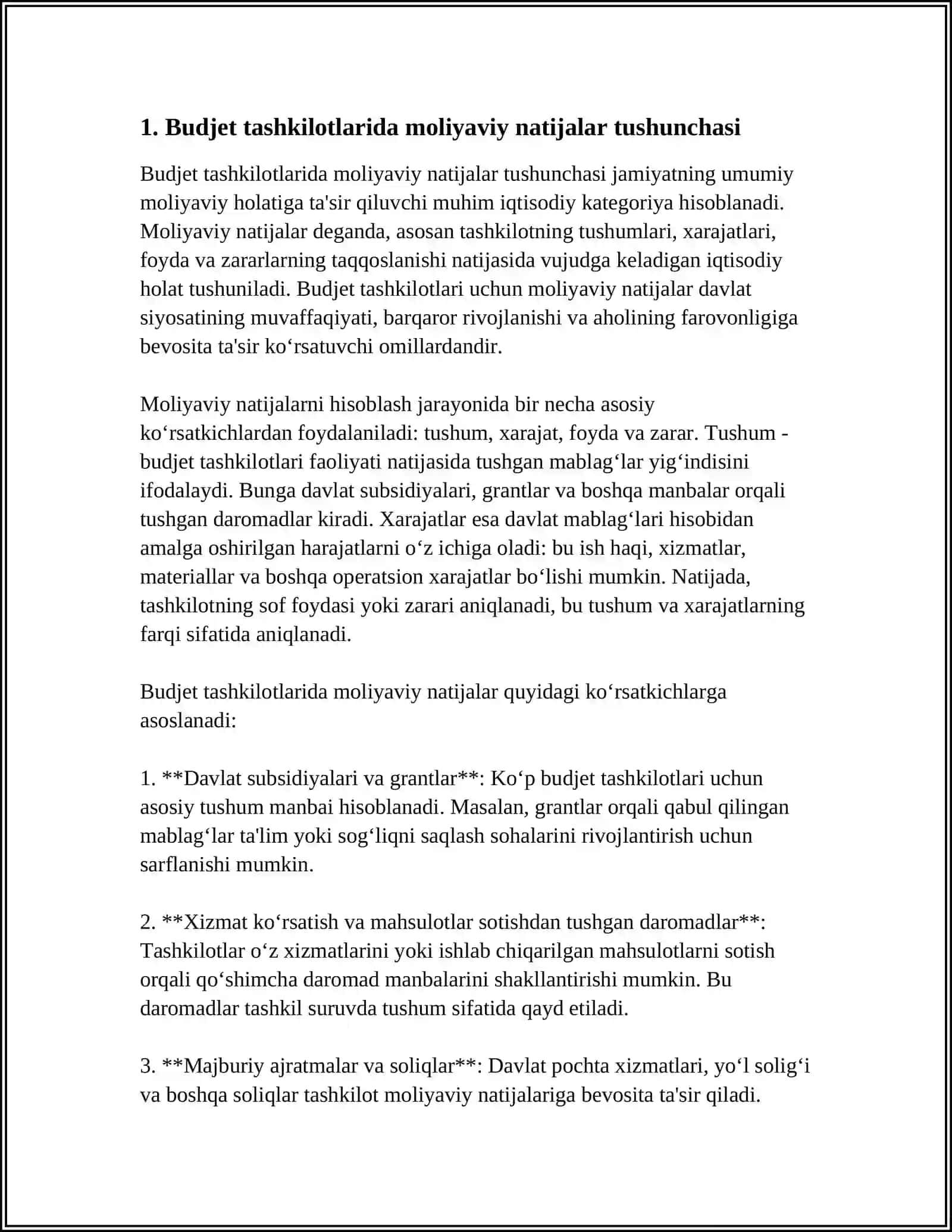 Budjet tashkilotlarida moliyaviy natijalar hisobi 3