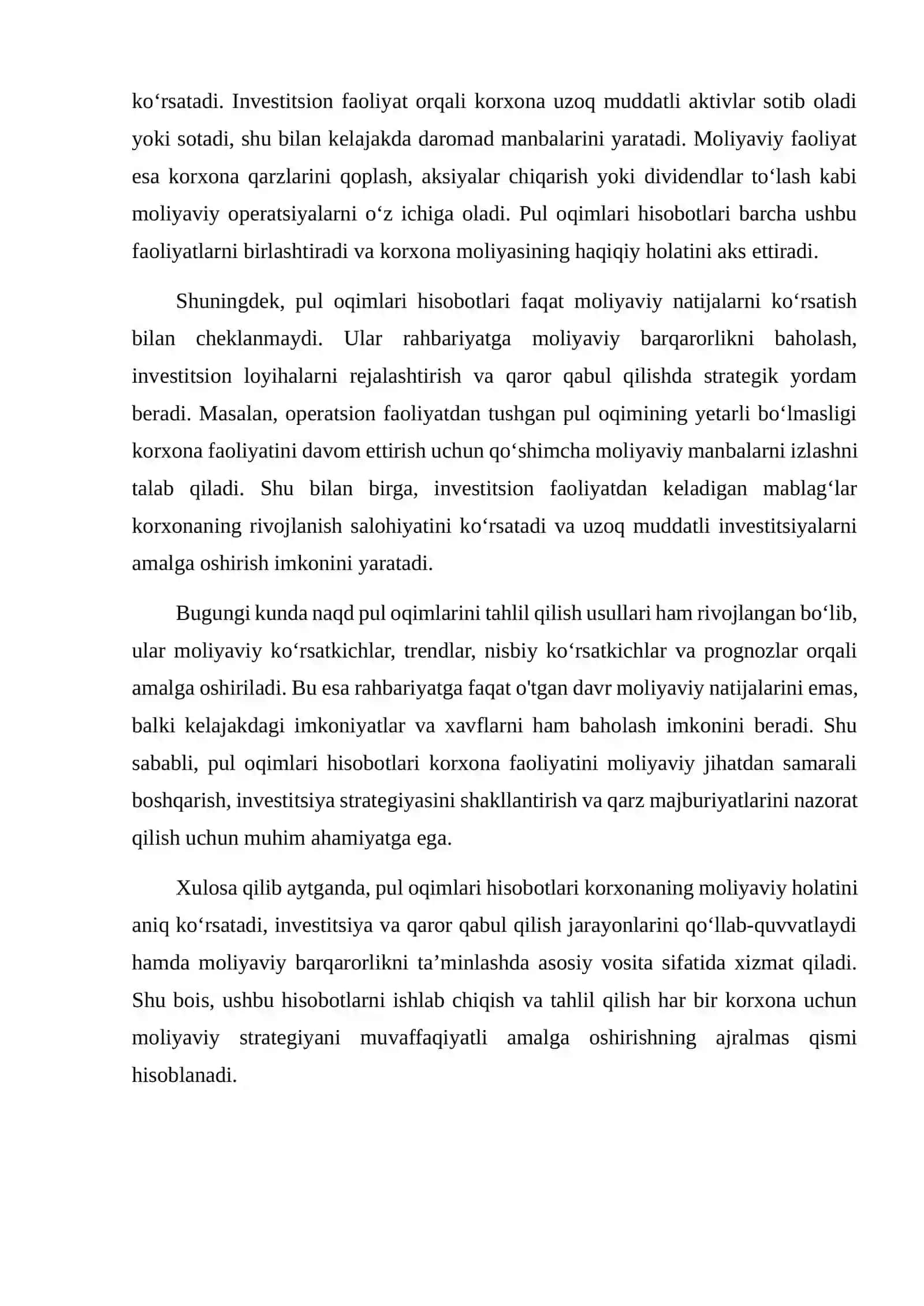 Pul Oqimlari Hisobotining Iqtisodiy Ahamiyati 3