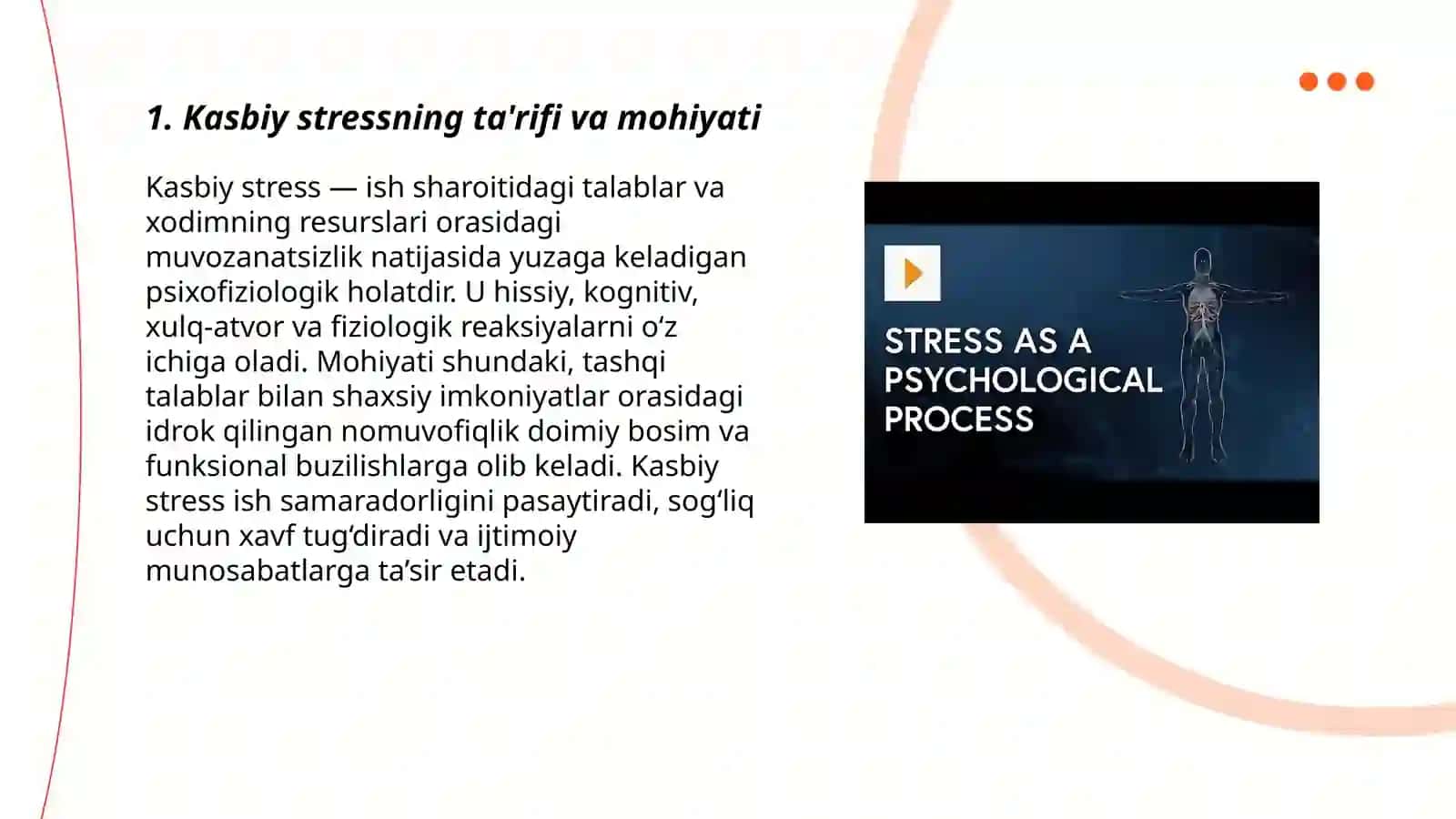 Kasbiy stress tushunchasi kasbiy stressning psixologik nazaryalari 3