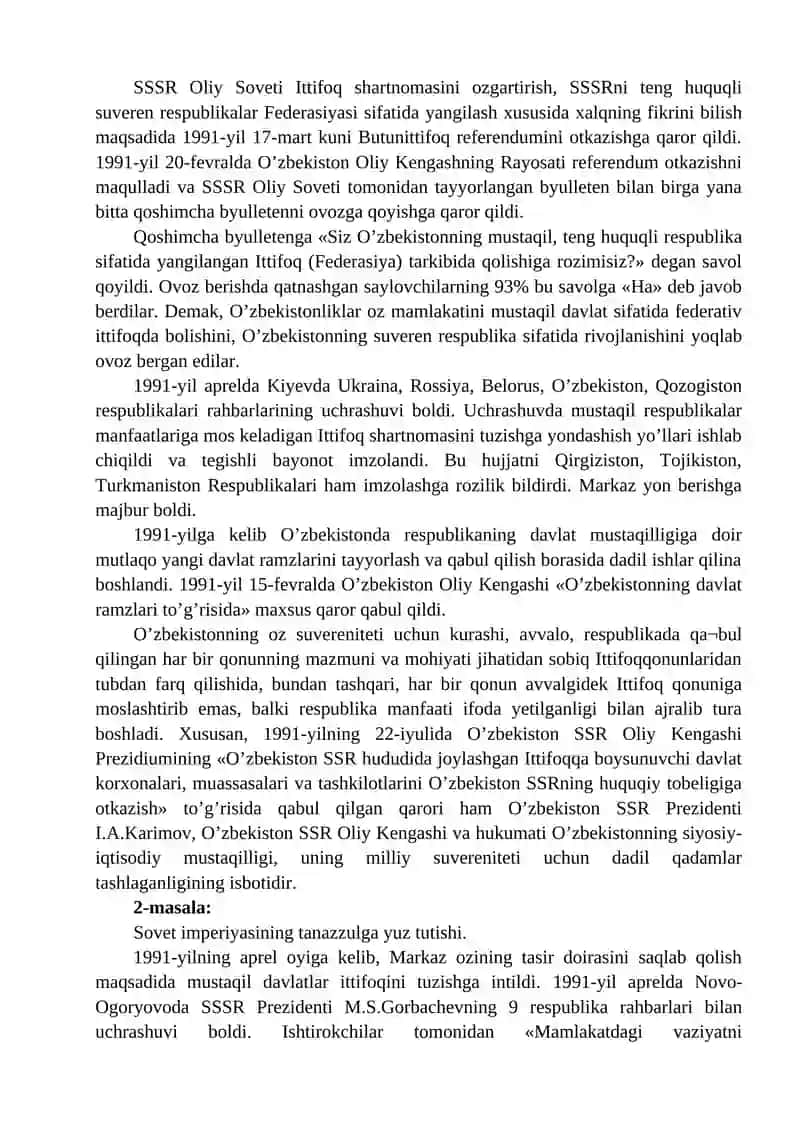 O’zbekiston Respublikasining tashkil topishi va uning tarixiy ahamiyati 3