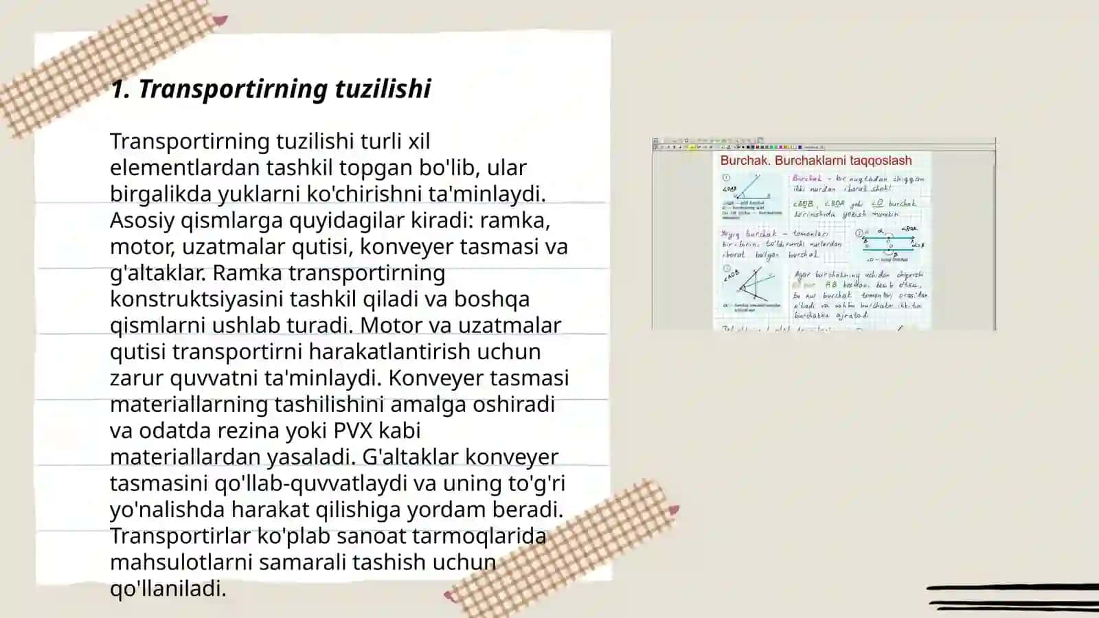 Burchaklarni transportir bilan oʻlchash 3