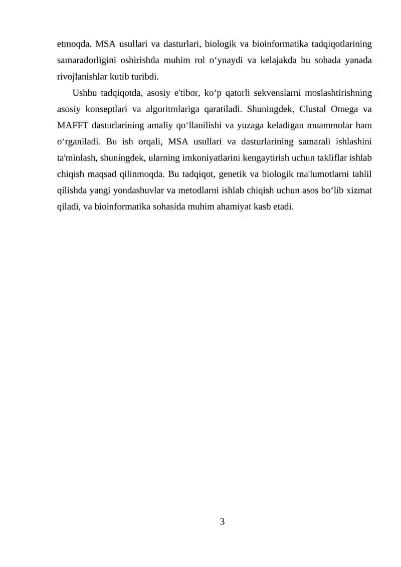 Multiple Sequence Alignment (MSA) va Moslashtirish Usullari 3