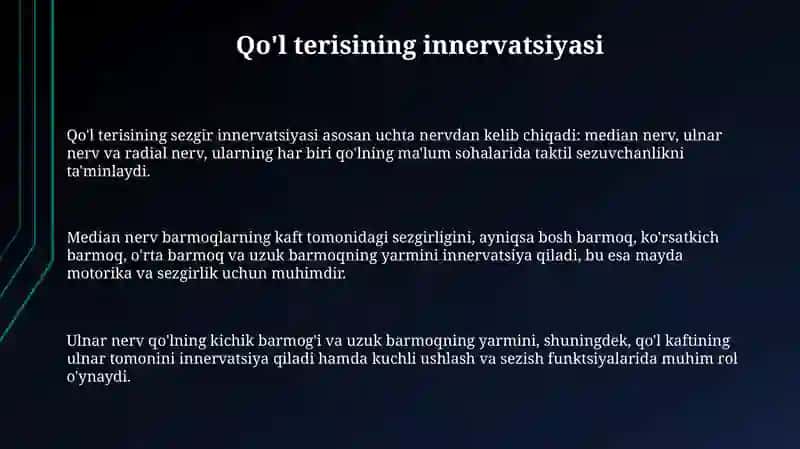 Qoʻl va oyoq terisini innervatsiyasi 3