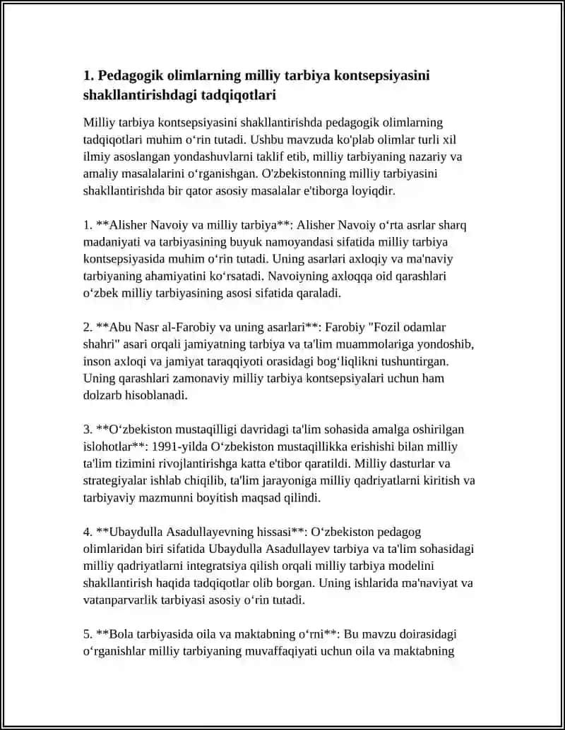 PEDAGOGIK OLIMLARNING MILLIY TARBIYA SOHASIDA OLIB BORGAN TADQIQOTLARI 3
