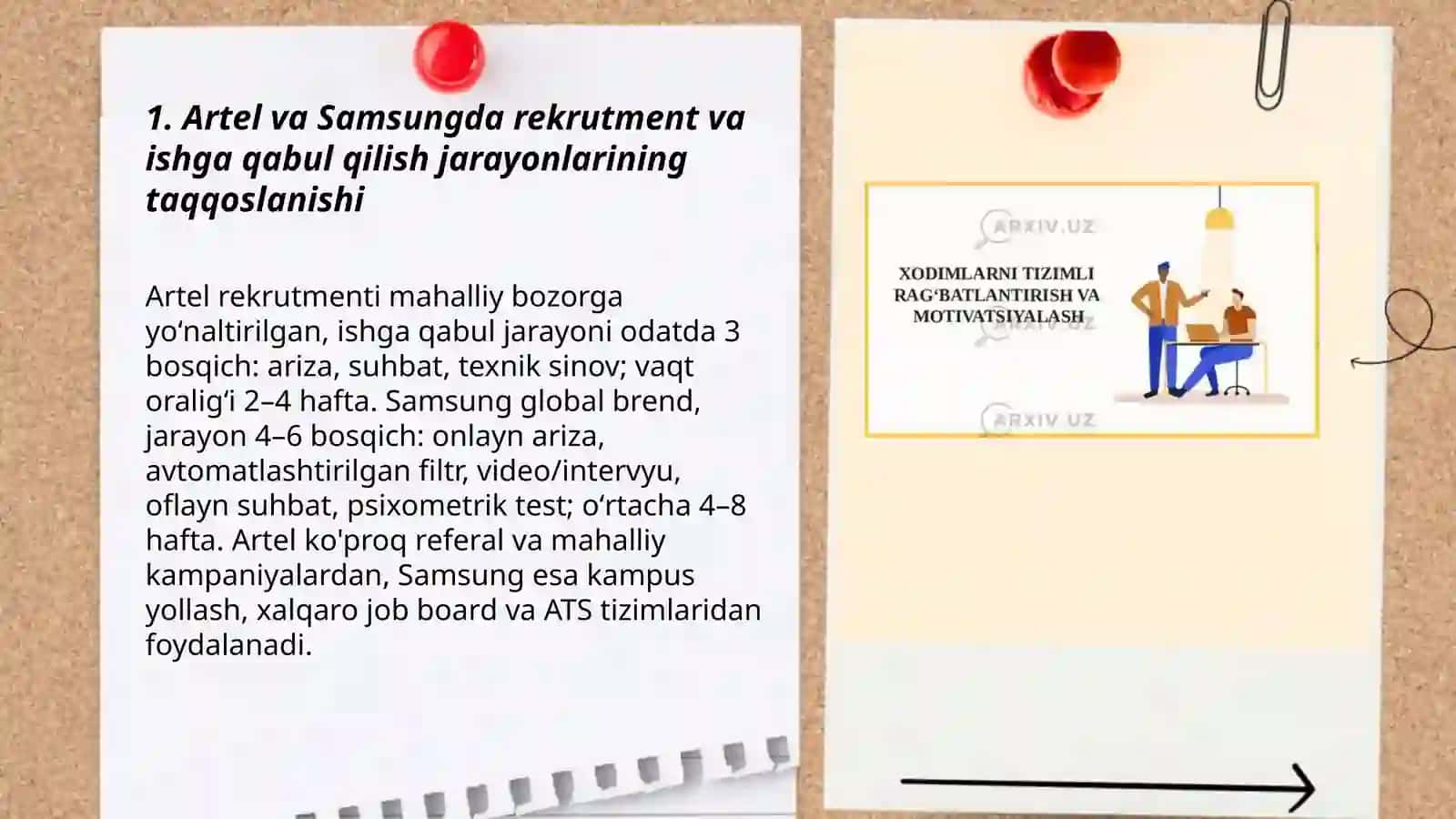 Mahalliy va xorijiy kompaniyalarda HR tizimi: rag‘batlantirish, rivojlantirish va ish prinsiplari tahlili (Artel vs Samsung) 3