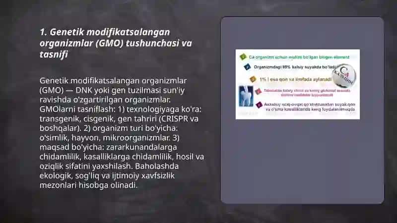 Genetic modifikatsalangan organizmlar va ularning xavfsizligi 3