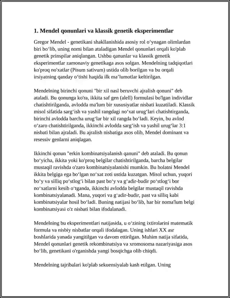 UMUMIY GENETIKA ASOSLARI.GENETIKA FANI TEKSHIRISH USULLARI 3