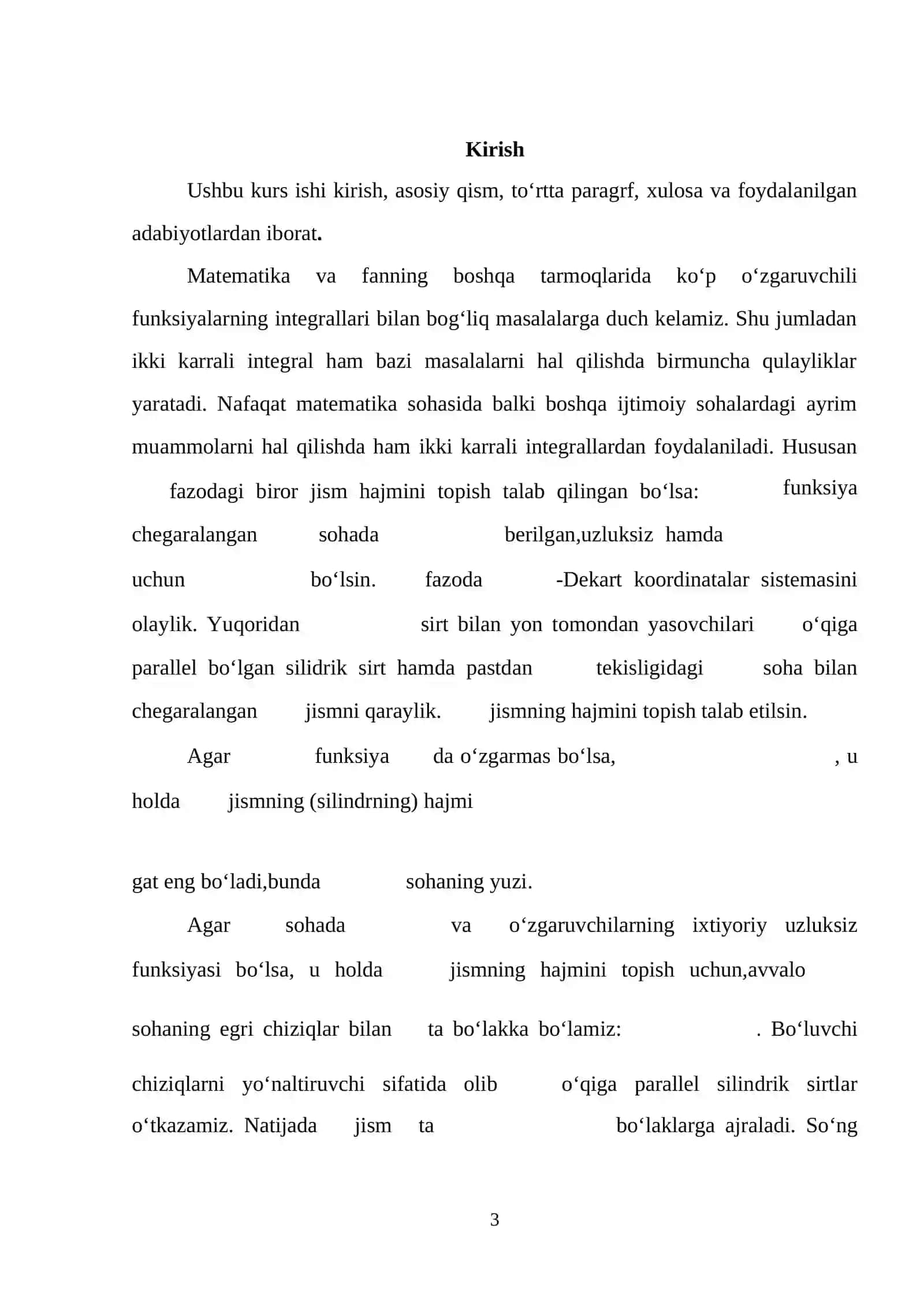 Ikki karrali integral yordamida yuza va hajmni hisoblash 3