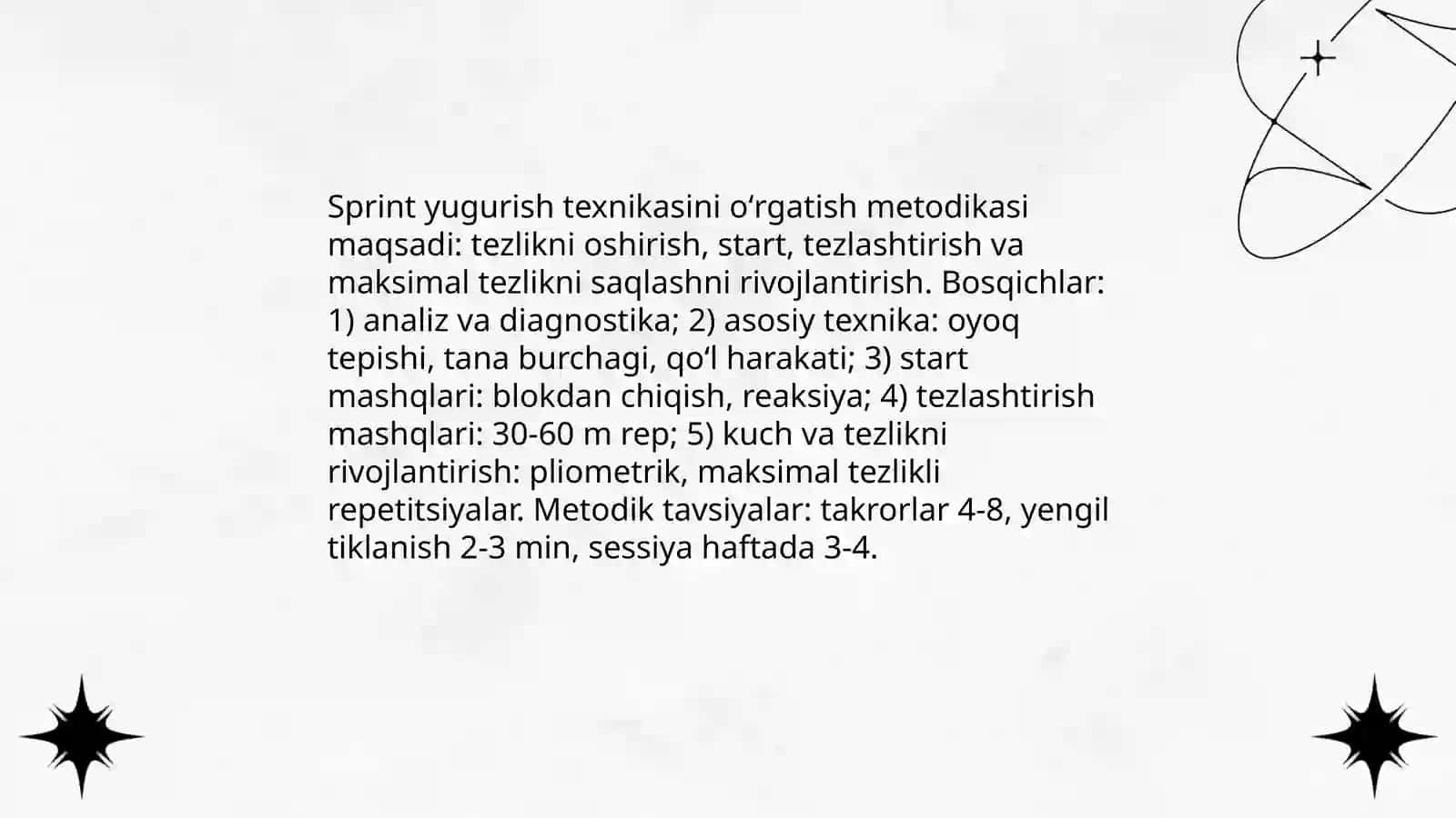 Yengil atletika turlari texnikasini oʻrgatish 3