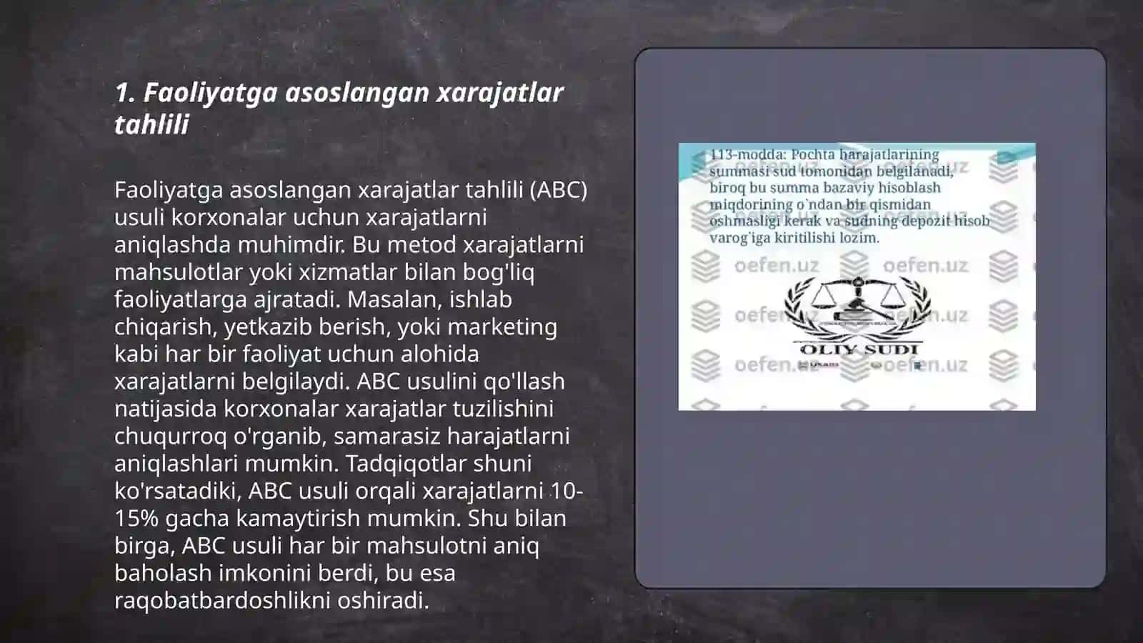 Faoliyatga asoslangan xarajatlarni hisoblash 3