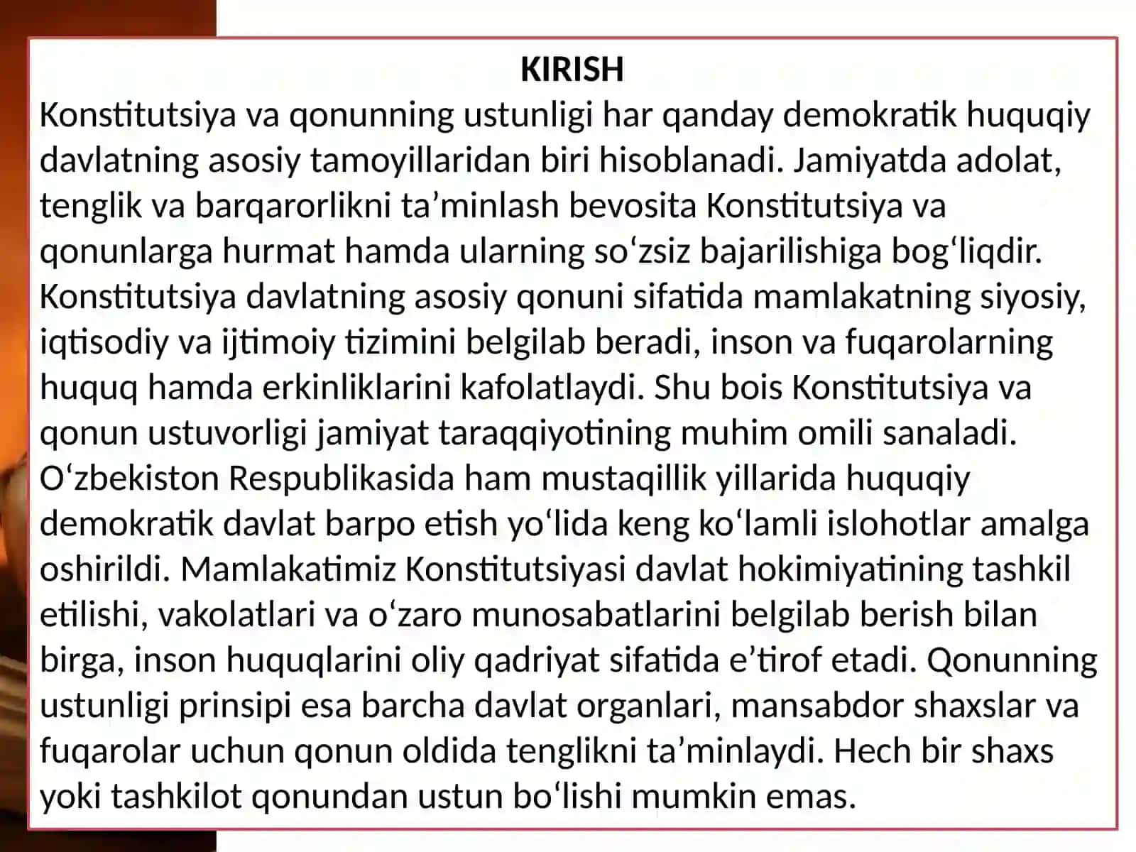 Konstitutsiya va qonuning ustunligi 3