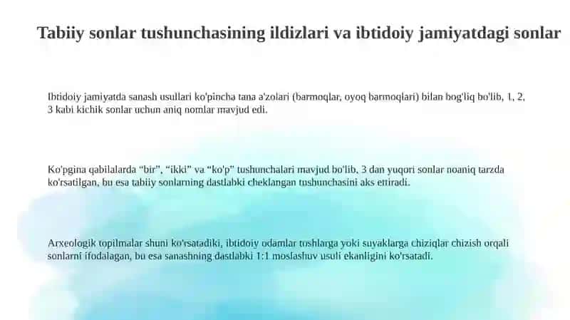 Tabiiy sonlar tushunchasining vujudga kelishi tarixi 3