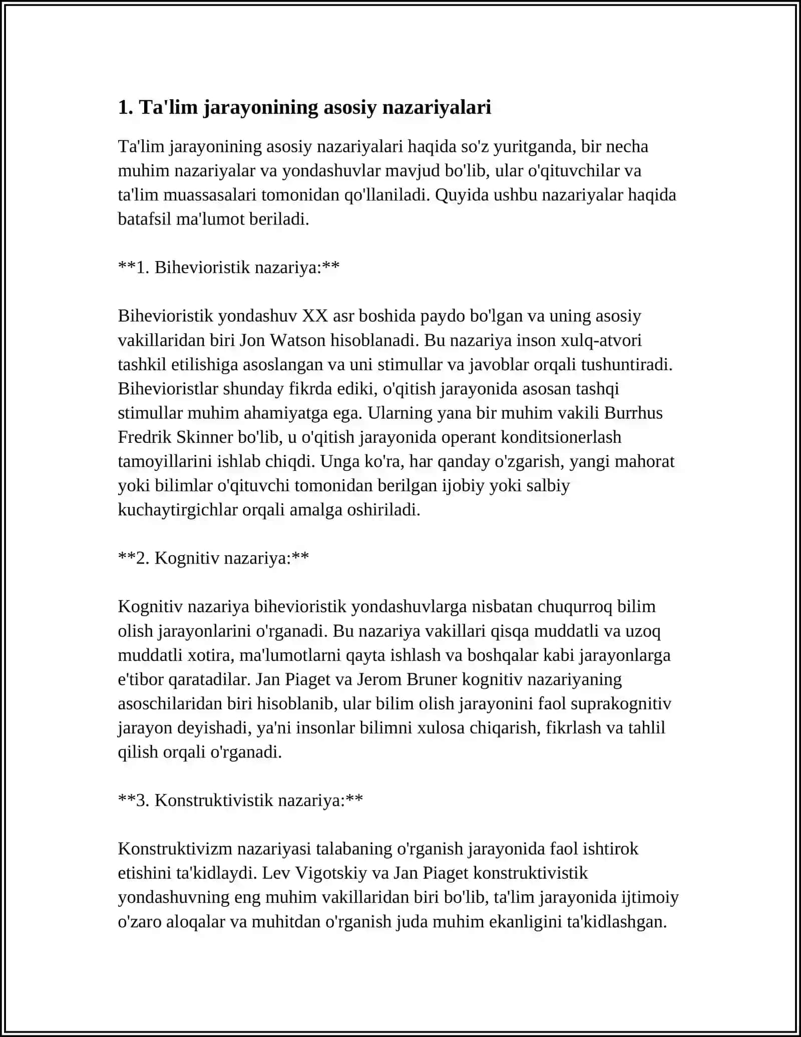DIDAKTIKA-TA’LIM NAZARIYASI. PEDAGOGIK JARAYON 3