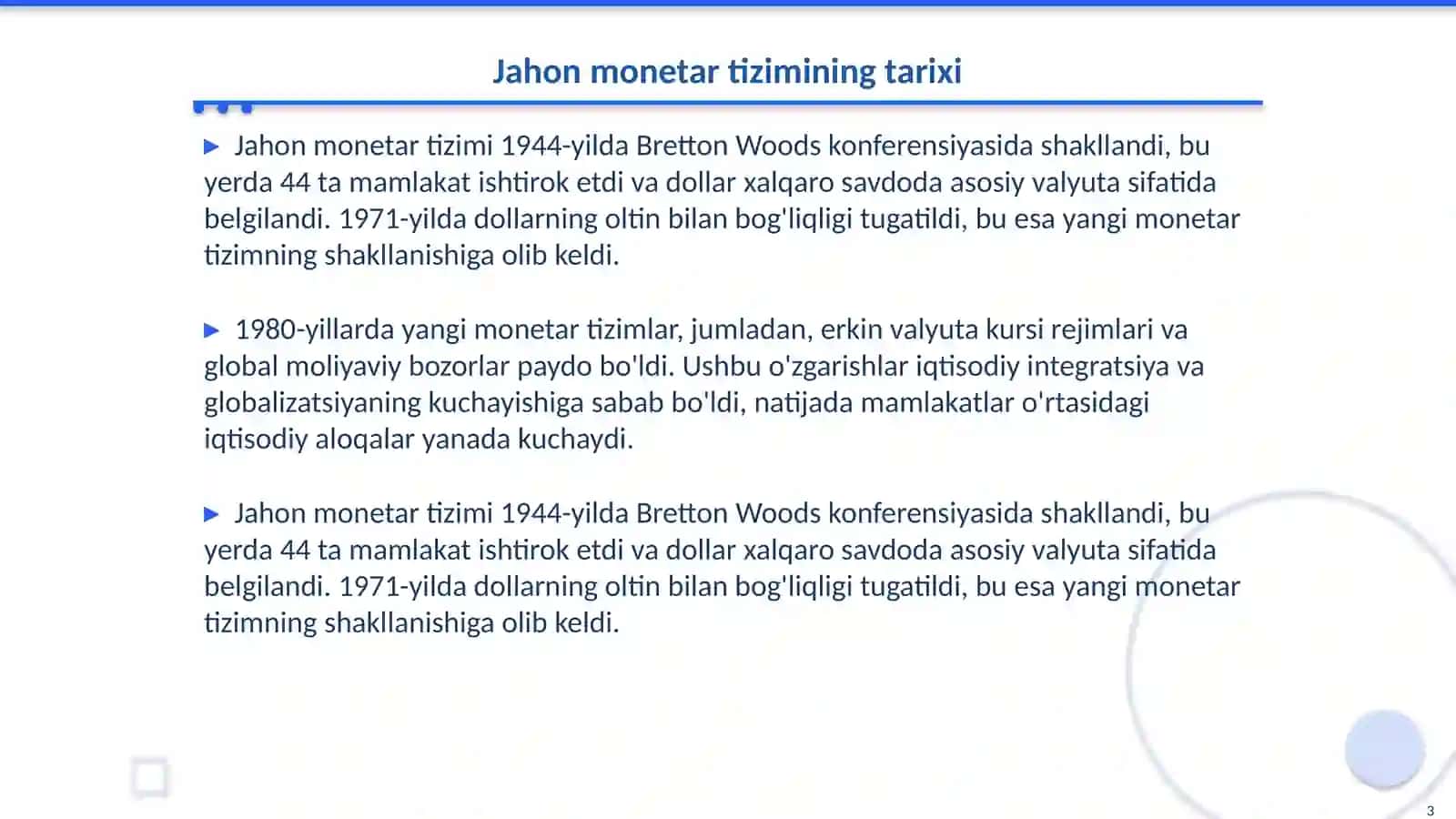 Jahon monetar tizimi 3