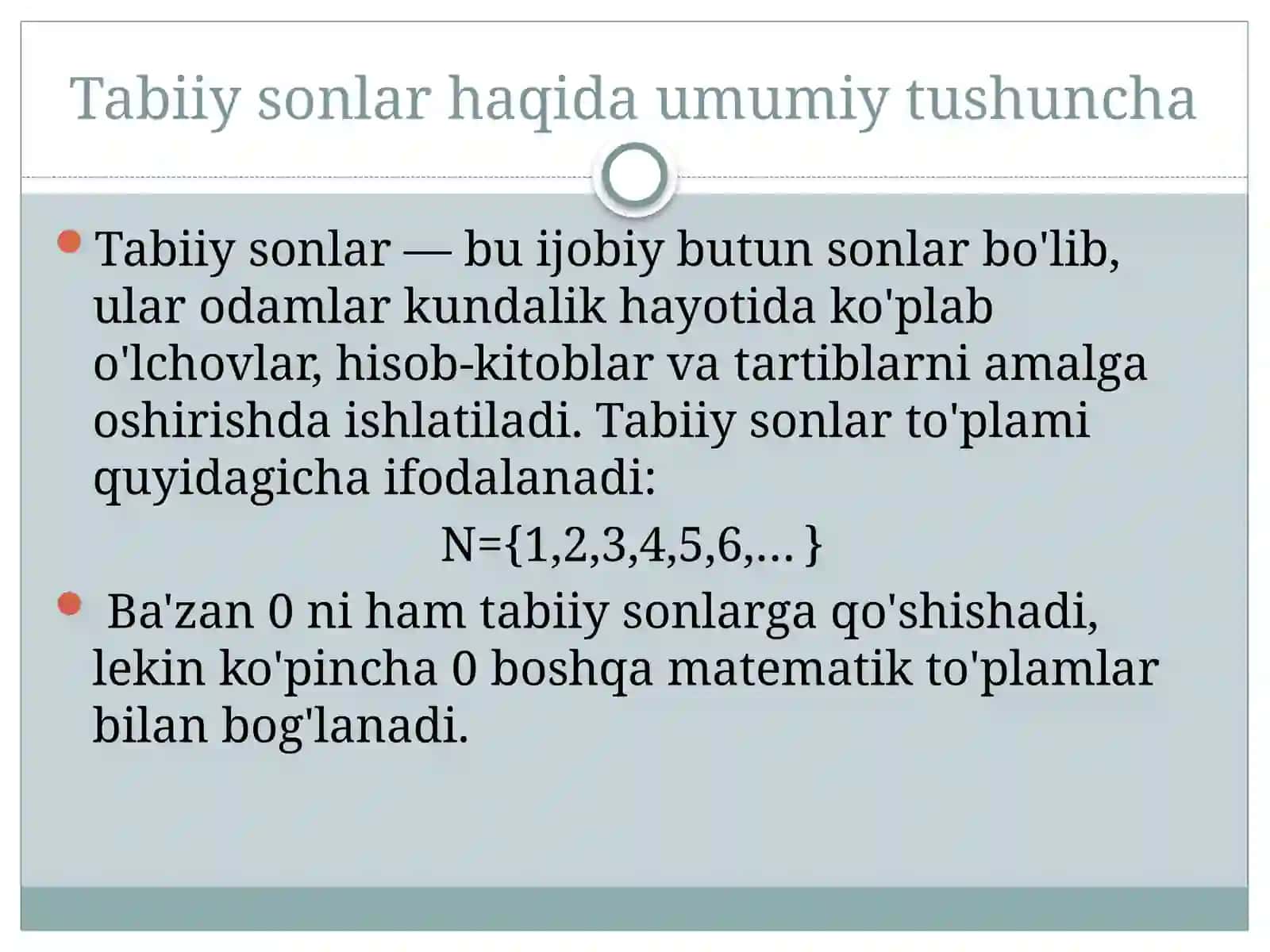 Naturalsonlarni miqdorlamo'lchash nazariyasi sifatida qarash niyati 3