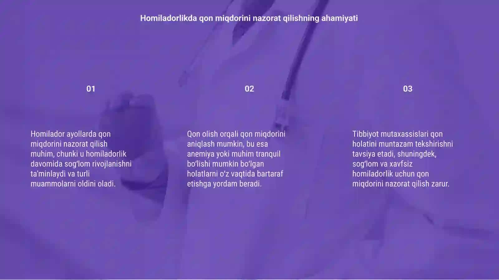 Homilador ayollarda qondagi qon miqdorini aniqlash va qon olish 3