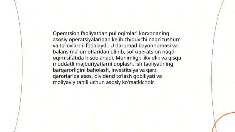 Operatsion faoliyatdan pul oqimlari tahlili 3