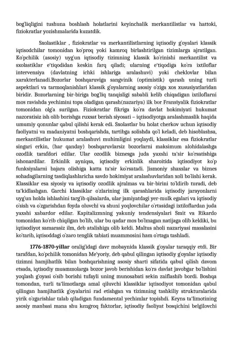 Klassik iqtisodiy maktabning yuzaga kelishi, rivojlanishi va yakunlanishi 3