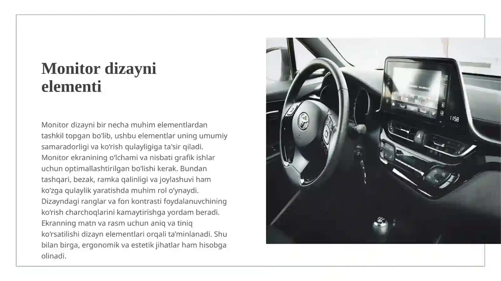 Manitor parametirlari va grafik ishlar uchun talablar 3