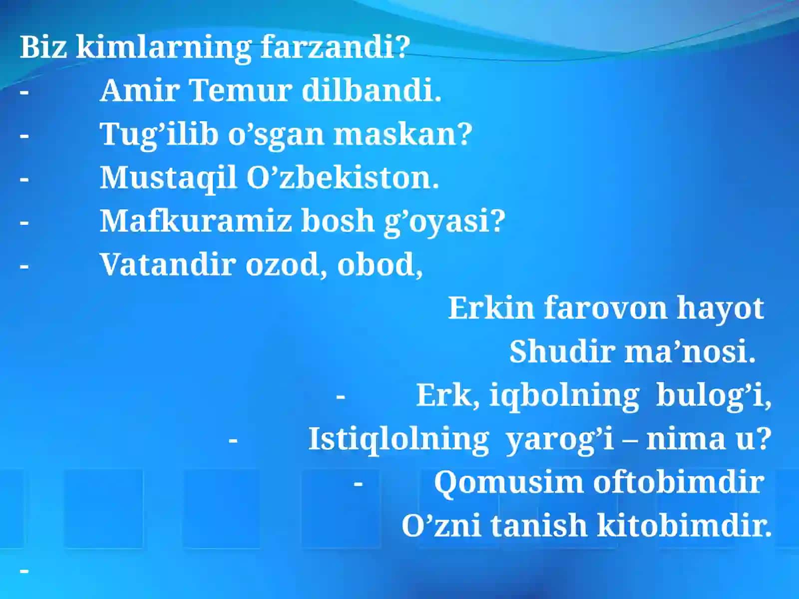 Fe’llarning shaxs-son qo’shimchalari bilan qo’llanishi.(mustahkamlash415-416mashqlar) 3