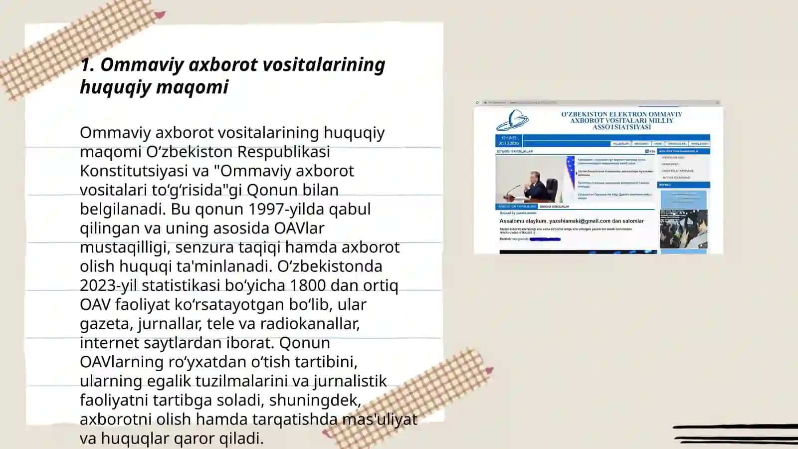Ommaviy axborot vositalarining huquqiy maqomi 3