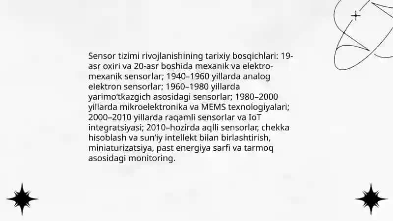 Sensor tizimi rivojlanishining xususiyatlari 3