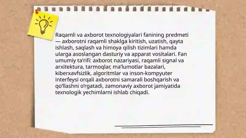 Raqamli va axborot texnologiyalari fanining predmeti va vazifalari 3